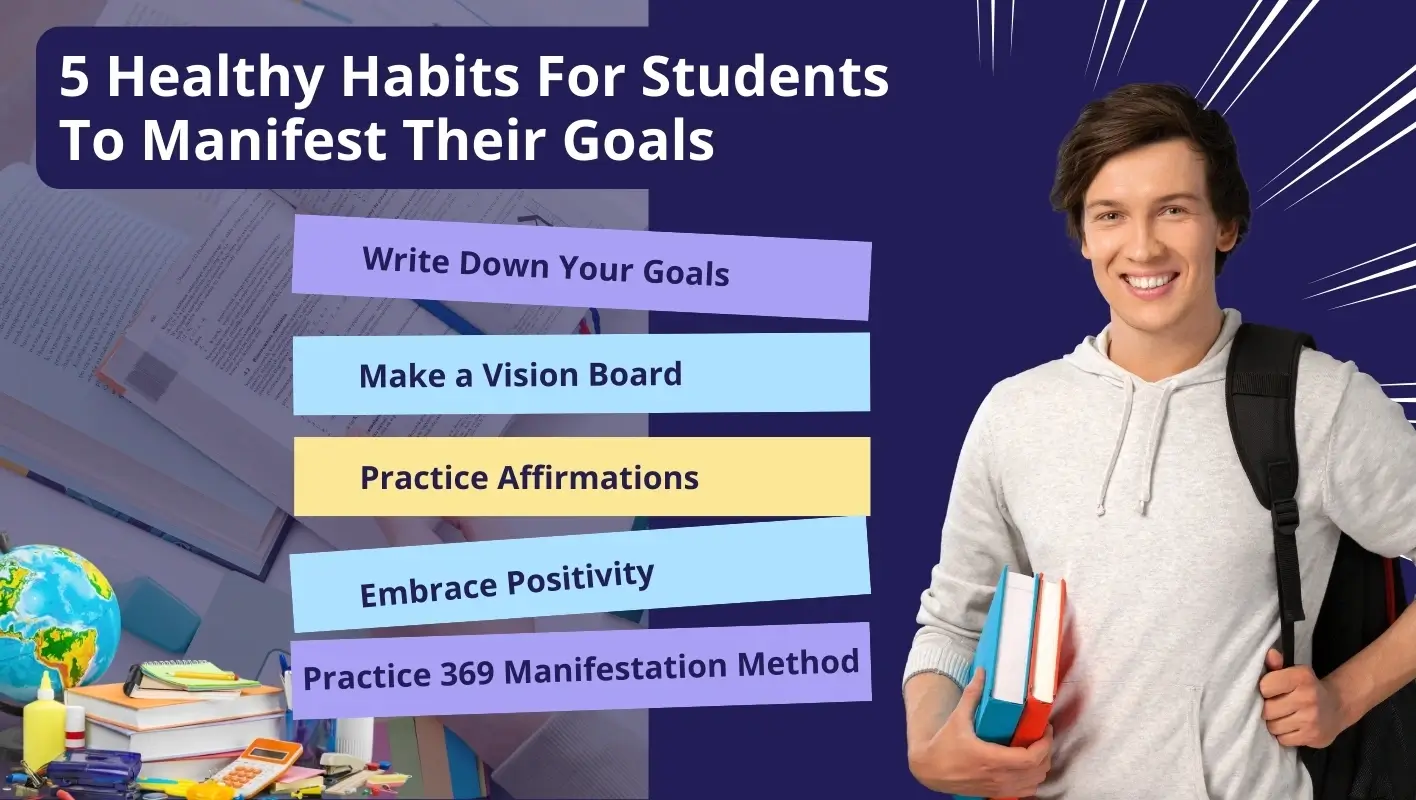 Infographic highlighting five healthy habits students should develop