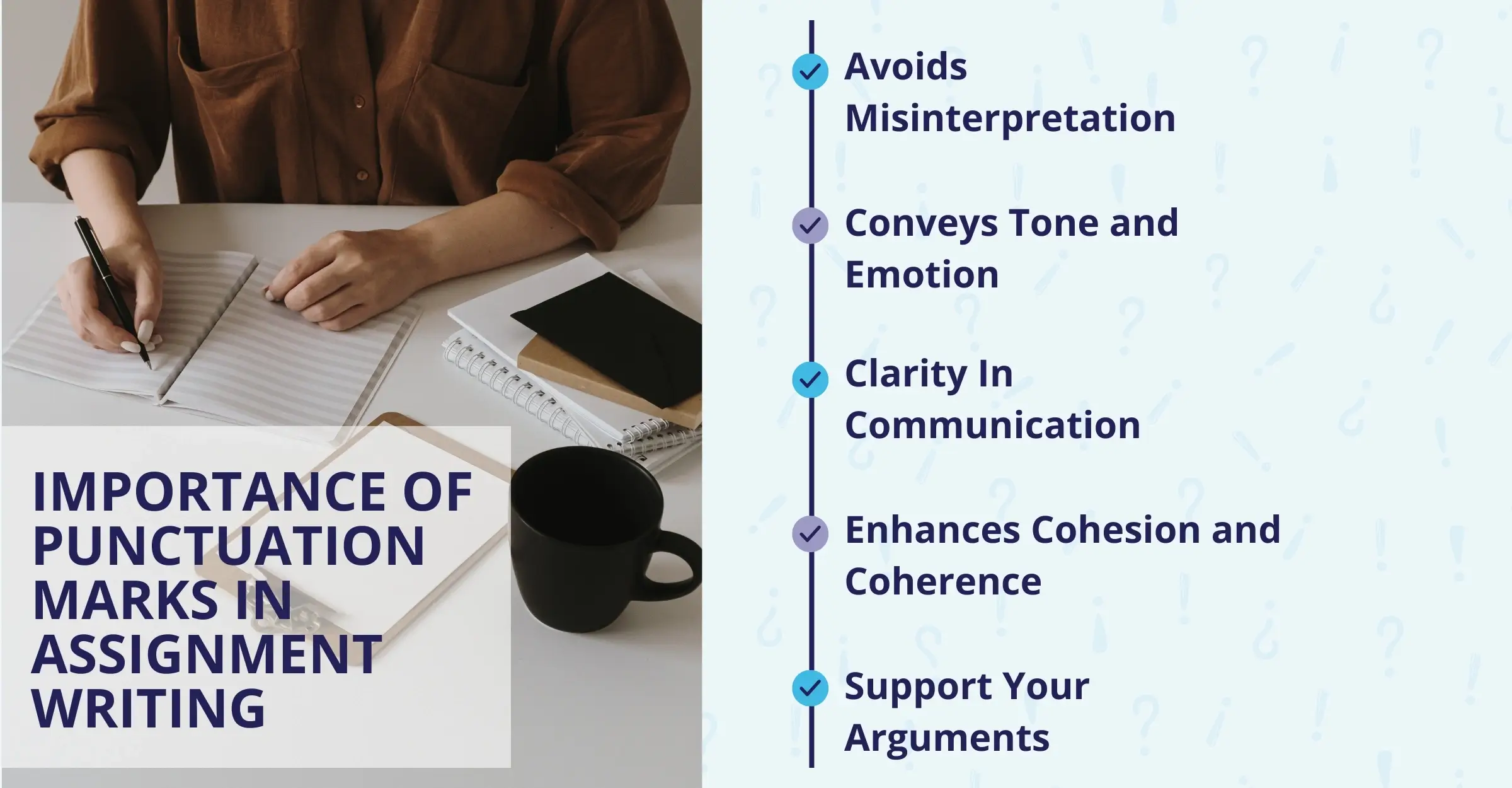 Infographic Highlighting 5 Benefits of Using Punctuation Marks in Assignment Writing