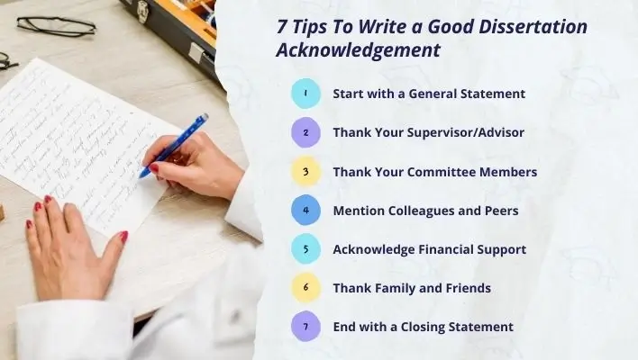 Infographic Highlighting 7 Tips To Write a Good Dissertation Acknowledgement